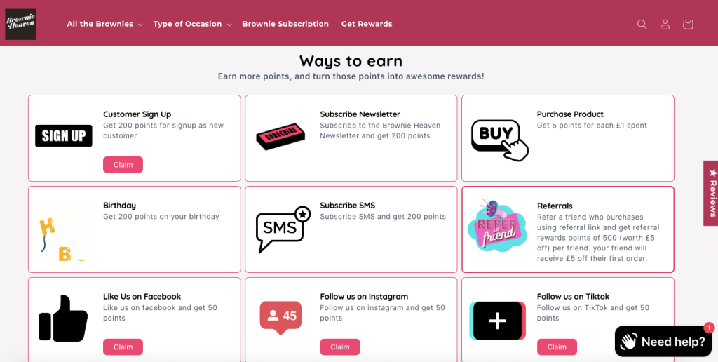 Appstle | Shopify Loyalty Program Strategy Breakdown - Brownie Heaven Appstle | Shopify Loyalty Program Strategy Breakdown - Brownie Heaven